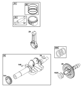 Crankshaft Group Diagram and Parts List for 305447-0588-G1 200000 - 399999 Briggs and Stratton Engine